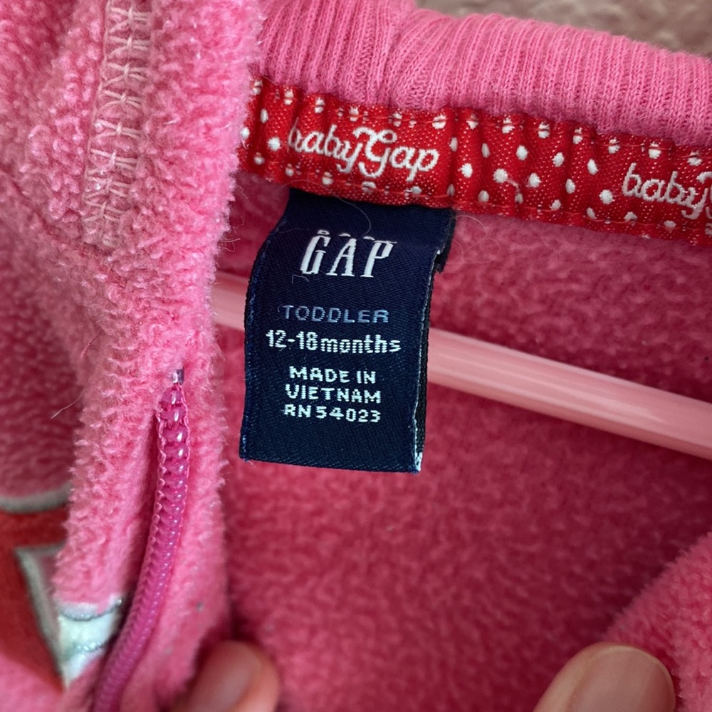 GAP Fleece Pink Hoodie Jacket. Size Toddler 12-18 Months. - Picture 4 of 7
